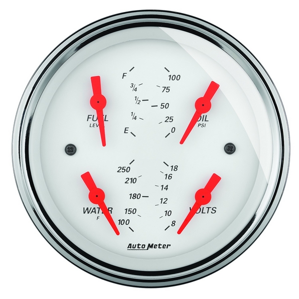 3-3/8" QUAD GAUGE, 100 PSI/100-250 F/8-18V/240-33 Ω, ARCTIC WHITE